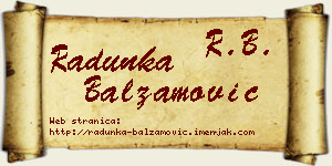 Radunka Balzamović vizit kartica
